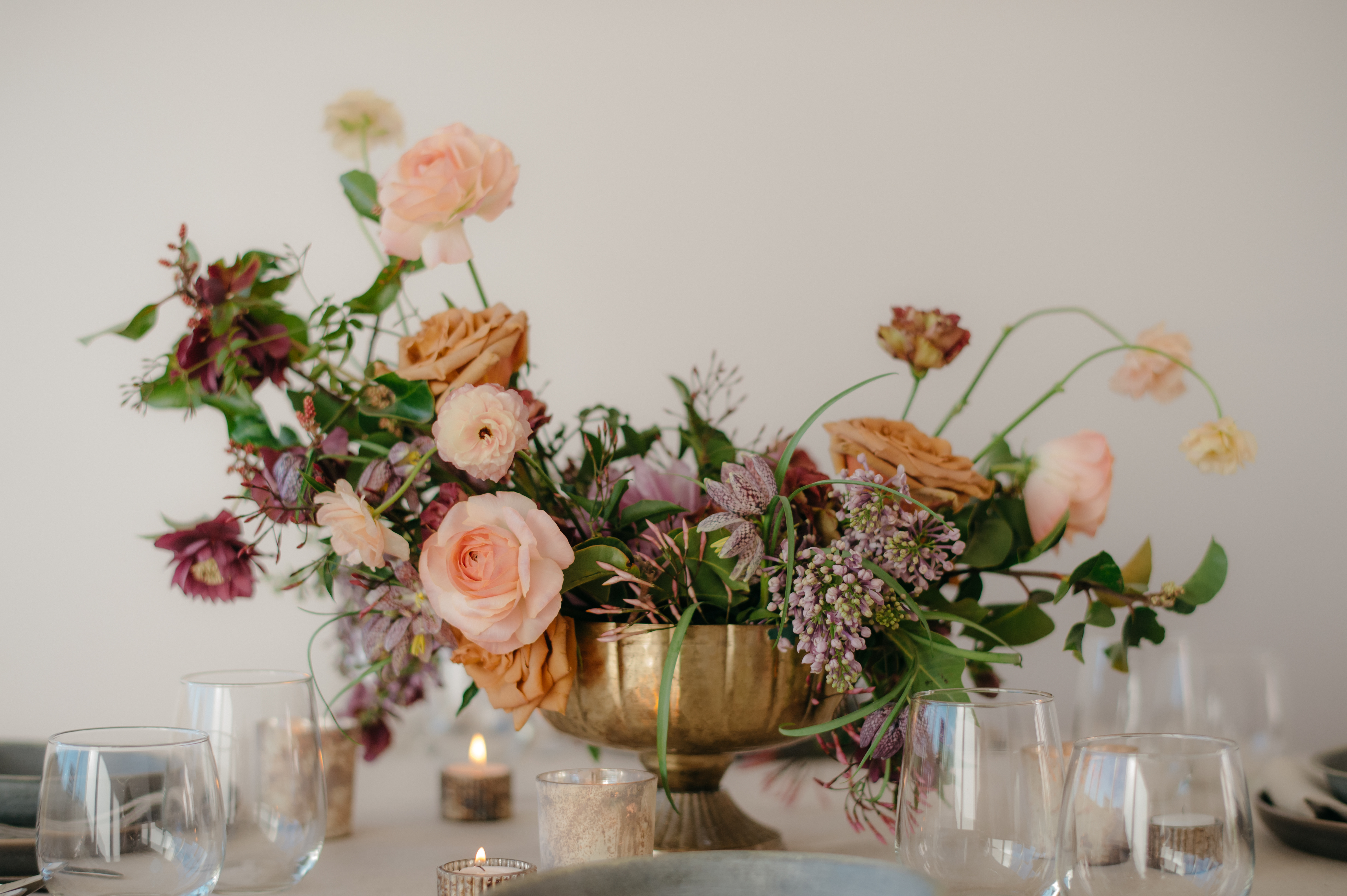 Neutral Toned Florals in Compote