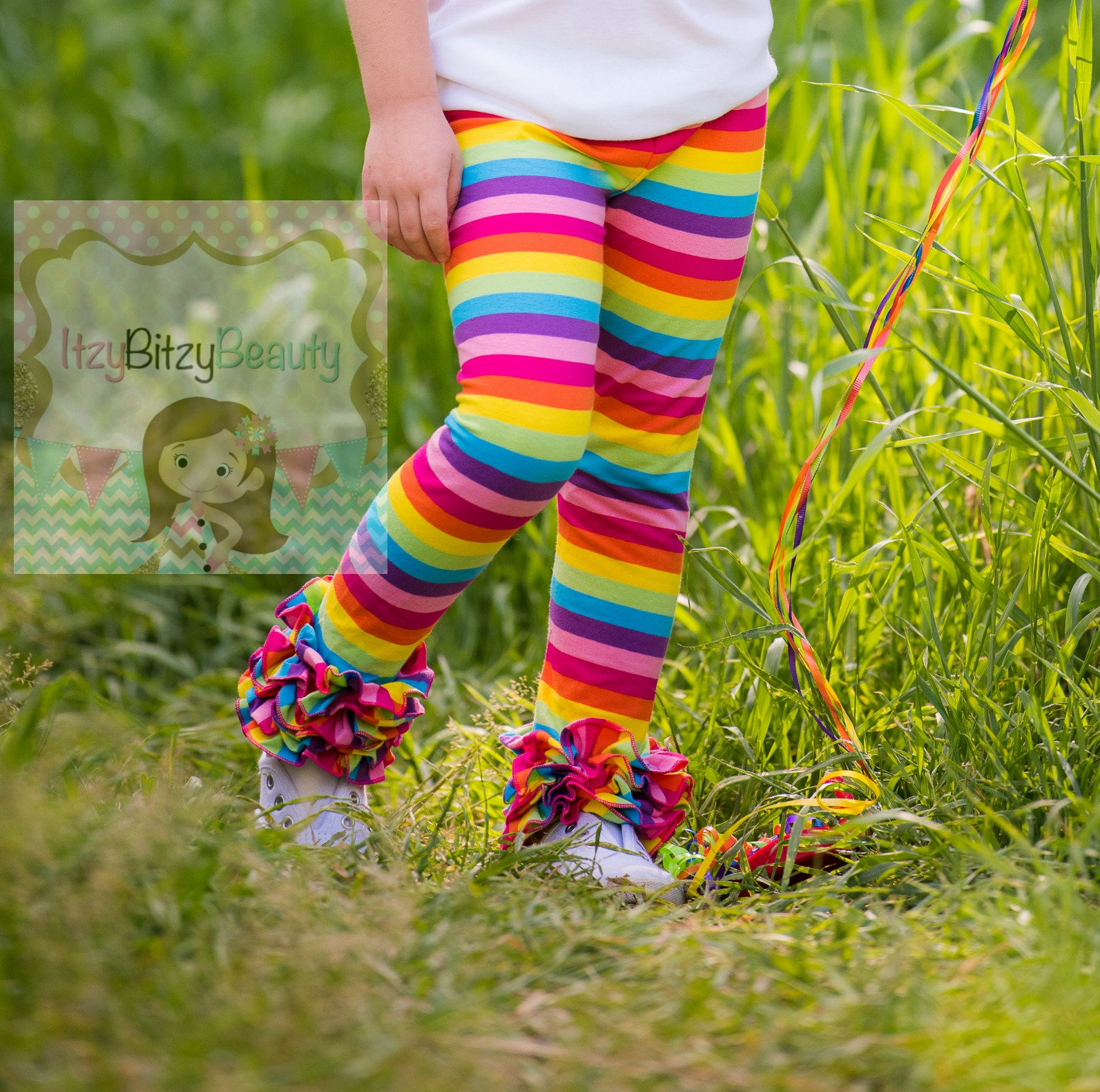 Girls Rainbow Ruffle Pants 