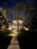 Landscaping lights at night