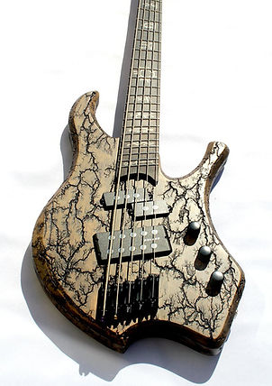 5-string multiscale electric bass - custom bass guitar - raato custom guitars - raato bass - raato basses - lichtenberg wood burning figures fractals on bass guitar - hipshot solo rails - delano pickup systems - delano mc5 FE Custom Delano PMVC5 FE Custom pickups - precision bass pickups - custom inlays on fretboard - unique bass guitar - disintegraator - bassokitara sähköbasso suomesta made in finland