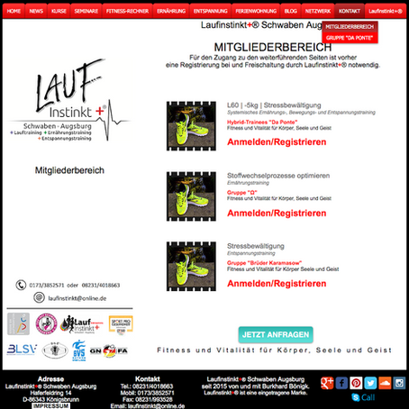 HYBRIDKURSE MITGLIEDERBEREICH | Lauftherapie, Lauftraining, Ernährungstraining, Entspannungsverfahre