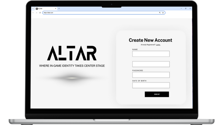 Altar New Account Mockup