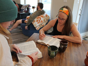 two women reading bibles