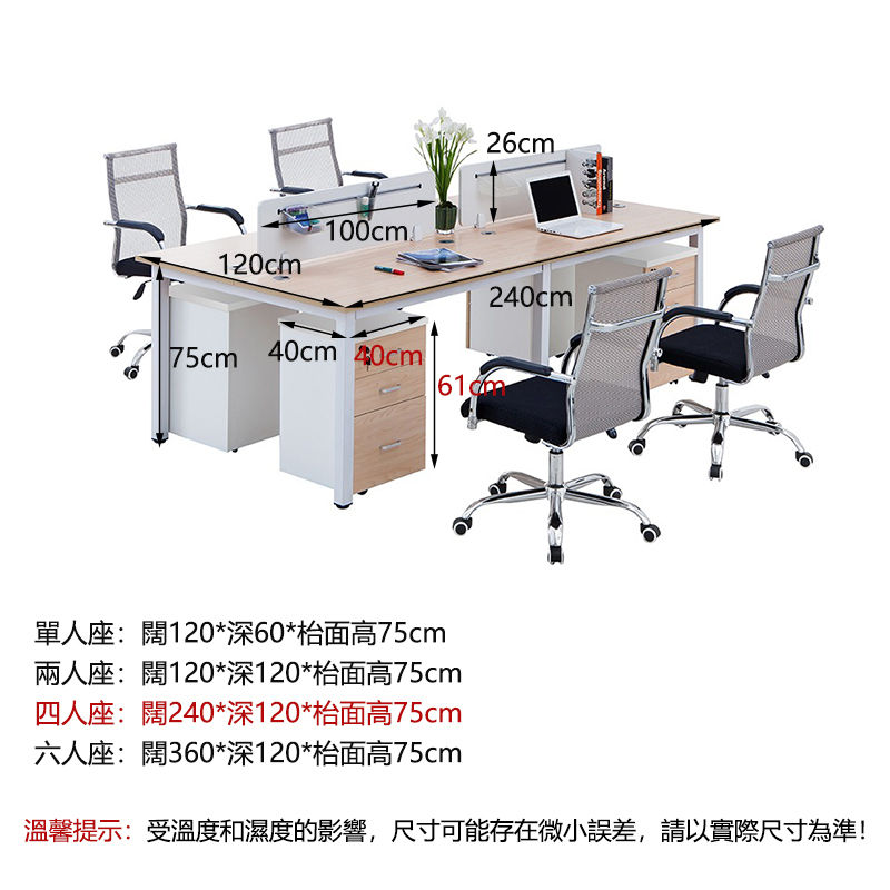 縮圖：（包送貨包安裝）單人兩人電腦枱 四人六人组合辦公枱 JY-FXGJ