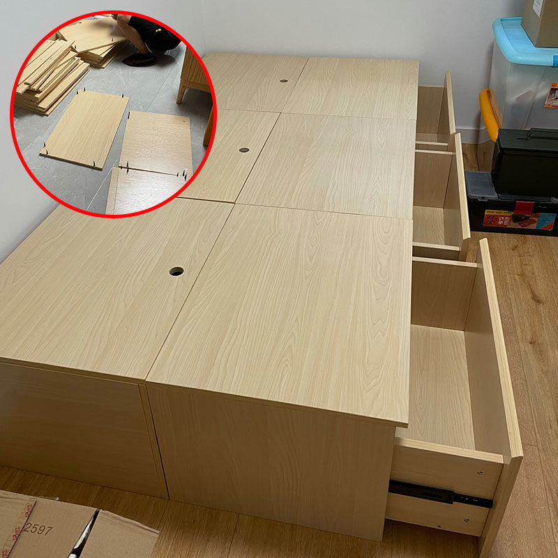 縮圖：(包送貨包安裝) 榻榻米组合 箱子储物床 顆粒板/生態板可選 省空间收纳盒子床  swb057