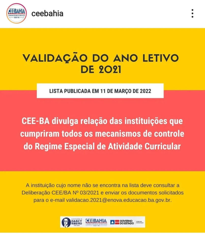 Validação do Ano Letivo de 2021.