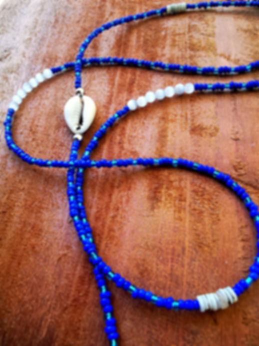 AGWE •  cat's eye // abalone shell+ cowrie  • 36.25" waistbeads