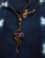 copper serpent x evil eye • leather necklace