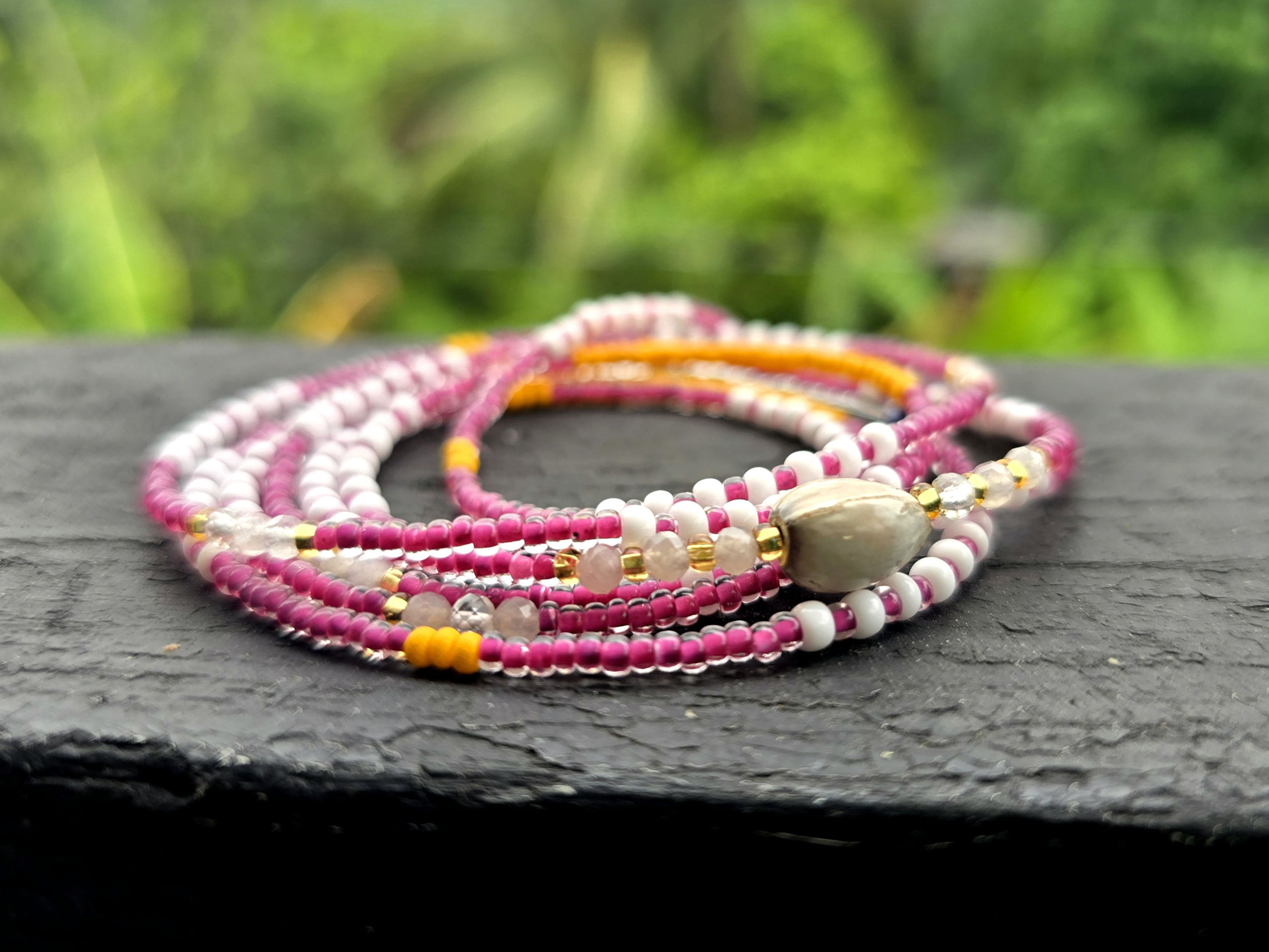 rose quartz x mermaid tears • waistbeads