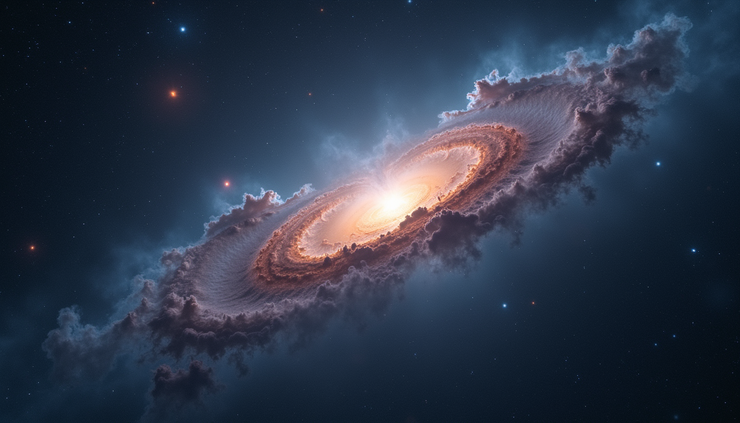 Eye-level view of star formation region in a nebula with glowing gas clouds