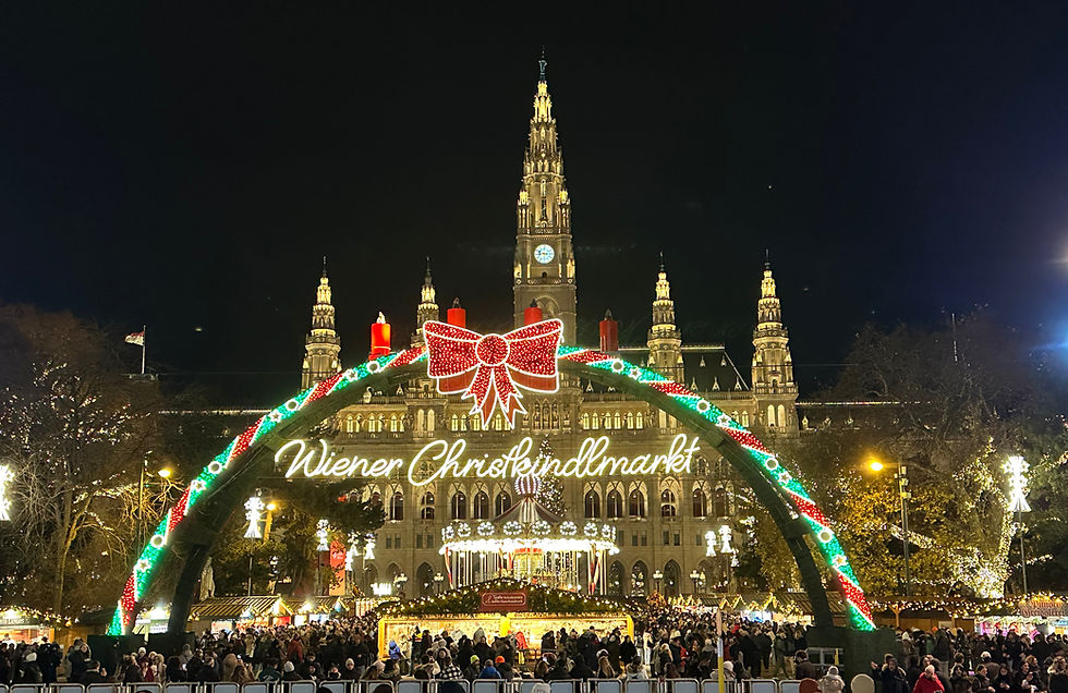 Vienna's Christmas Market in the evening showing all the beautiful lights!