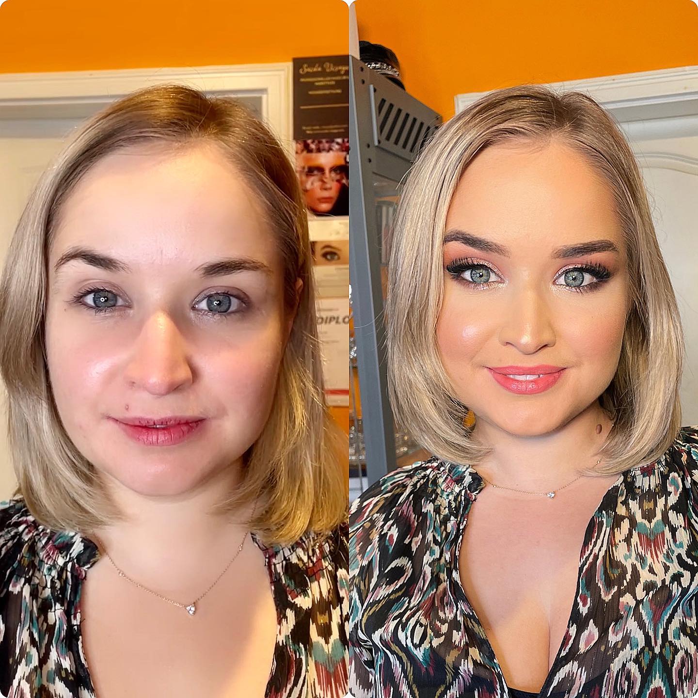 Arbeitsbeispiel Make-up von Saida Visage: vorher und nachher