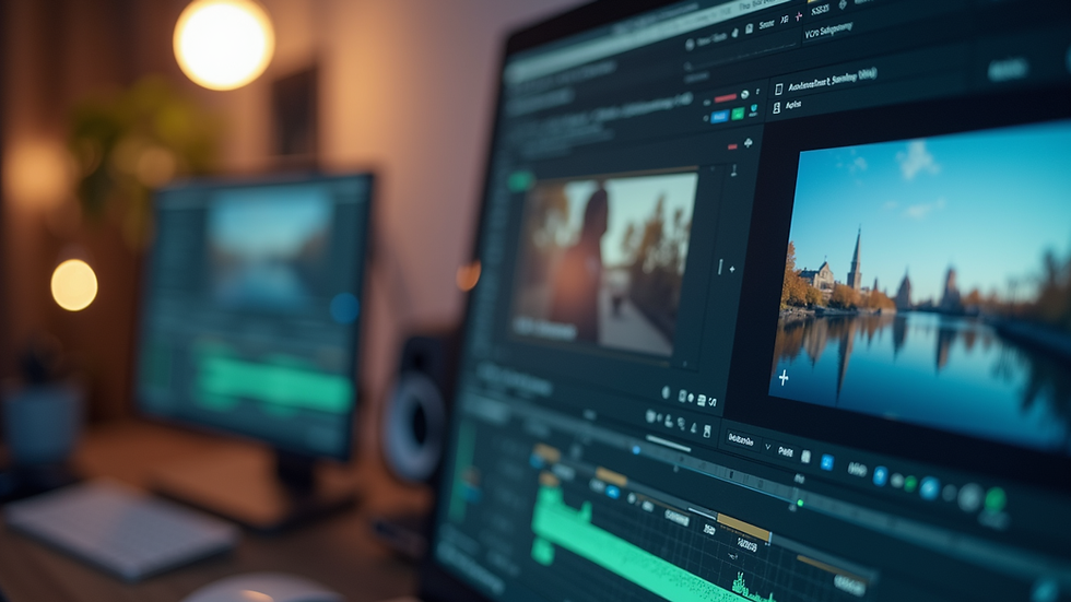Close-up view of video editing software on a computer screen