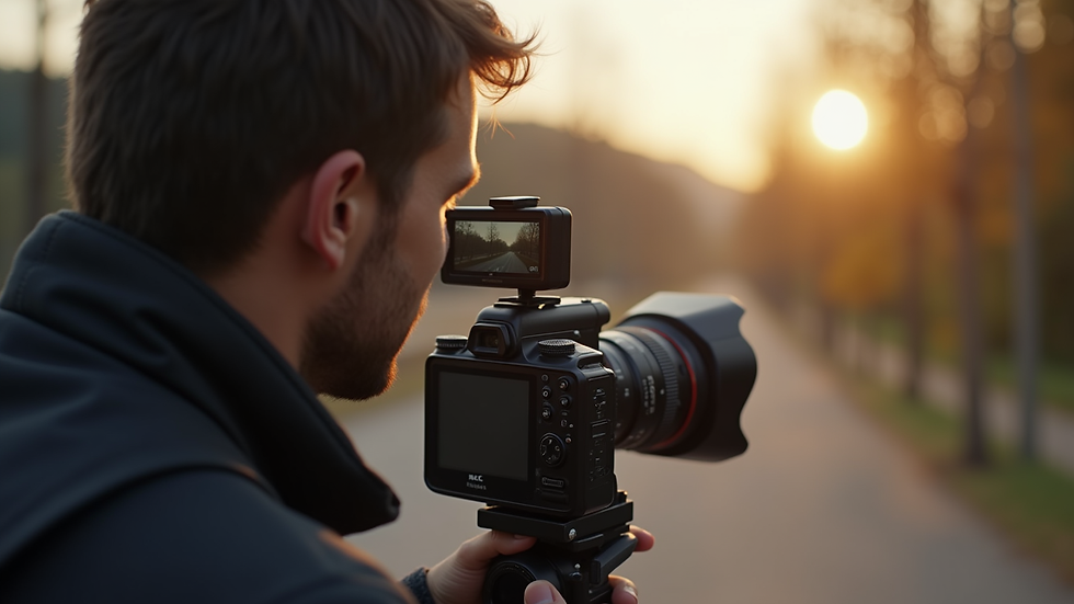 Close-up view of a video camera filming a creative storytelling session
