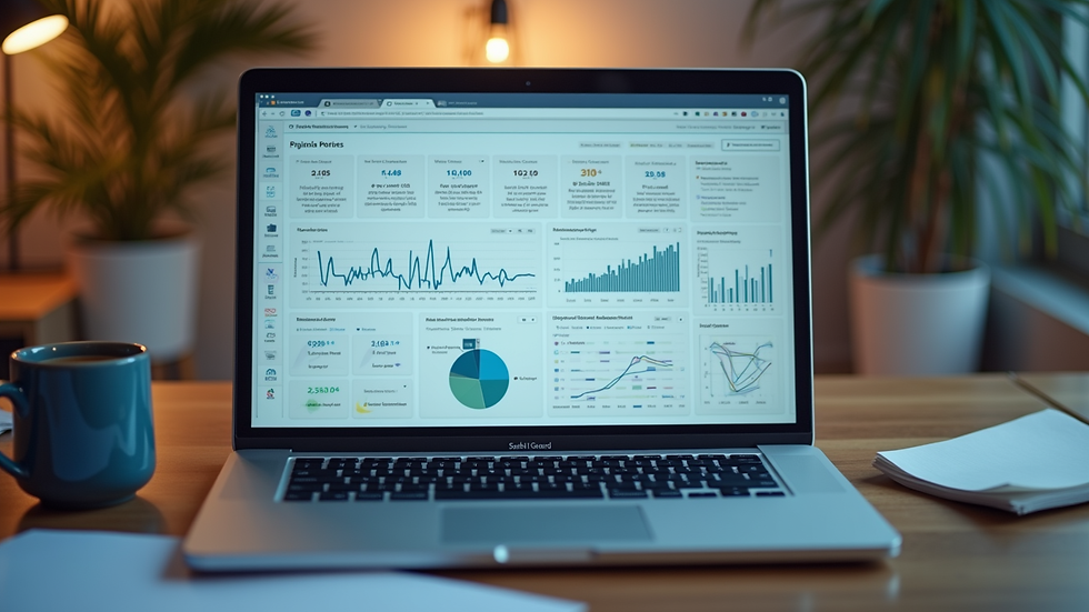 High angle view of a digital project management dashboard on a laptop screen