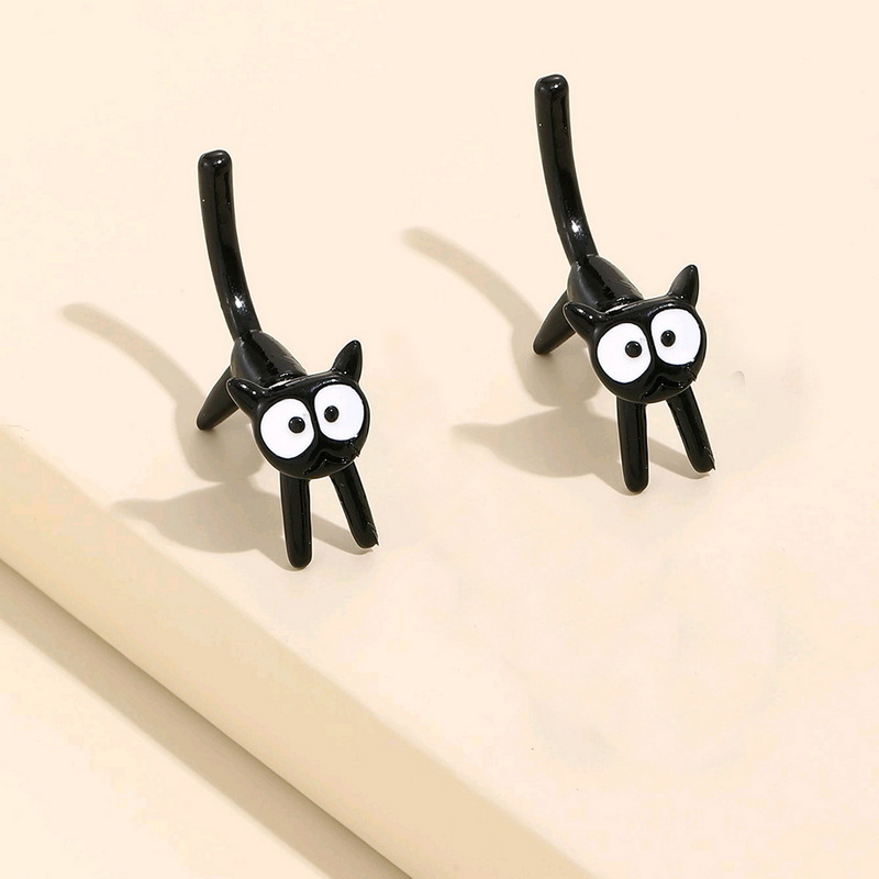 Midnight Mischief Black Cat Earrings detail 3