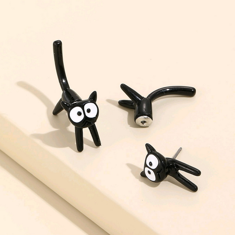 Midnight Mischief Black Cat Earrings detail 4