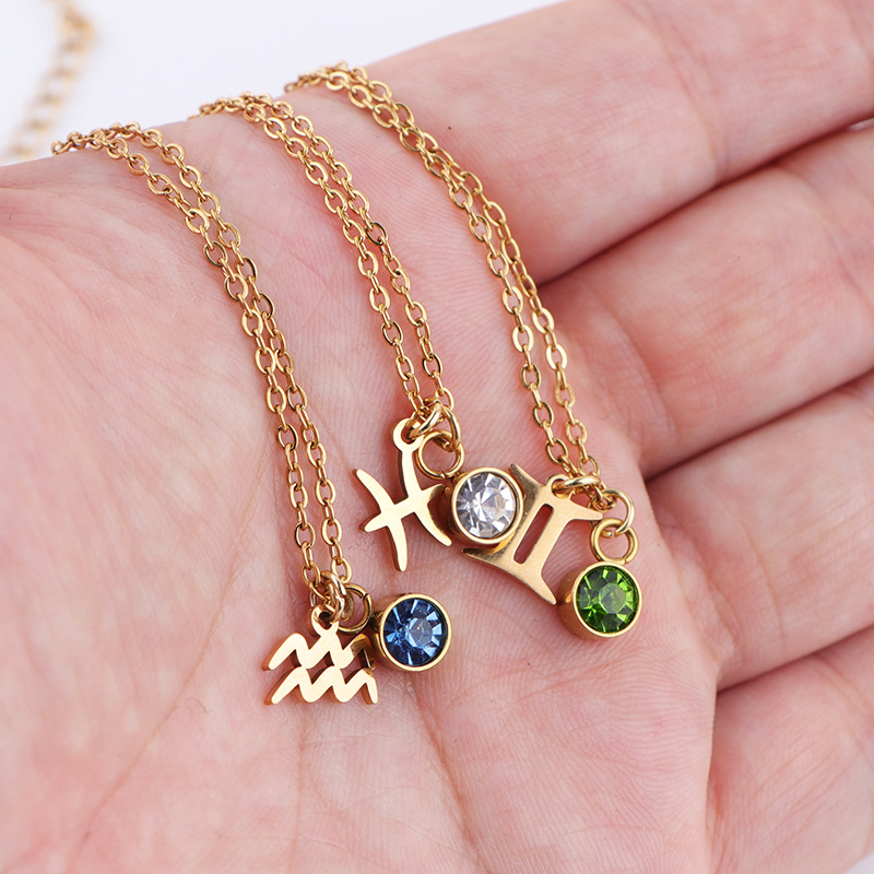 Zodiac Birthstone Pendant Necklace detail 5
