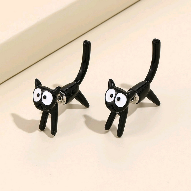 Midnight Mischief Black Cat Earrings detail 2