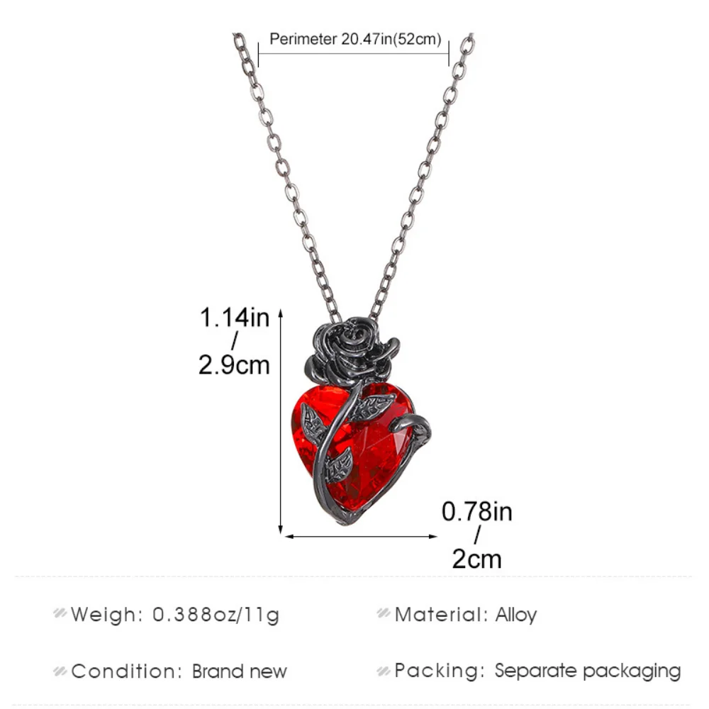 Crimson Rose Heart Necklace detail 7
