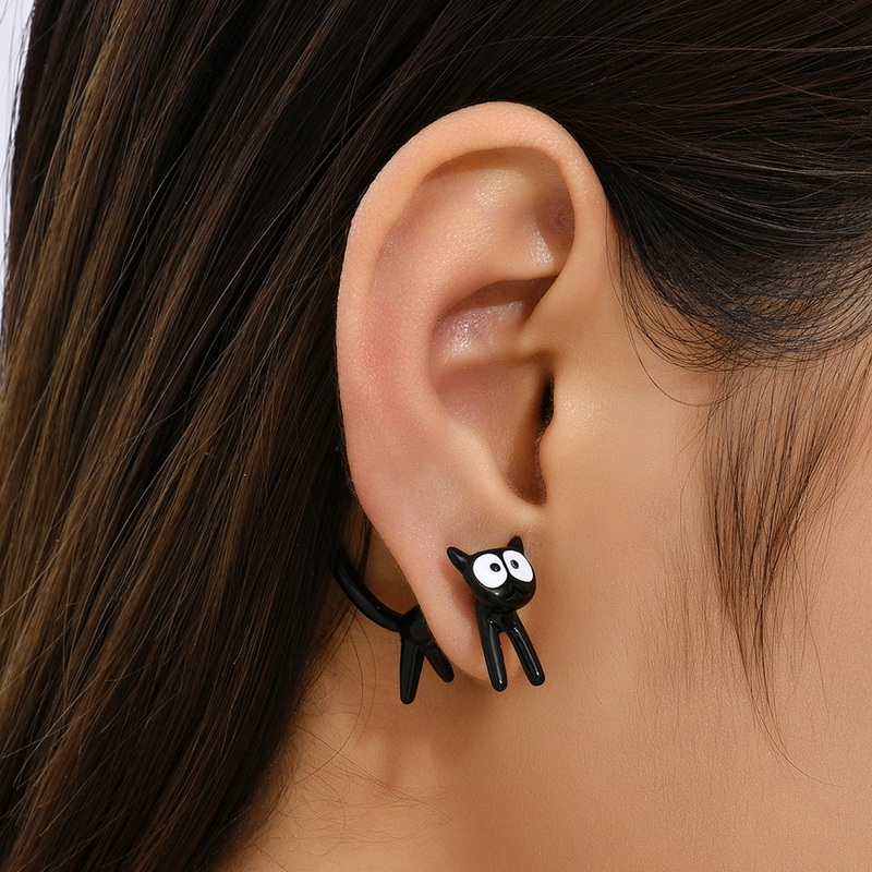 Midnight Mischief Black Cat Earrings detail 7