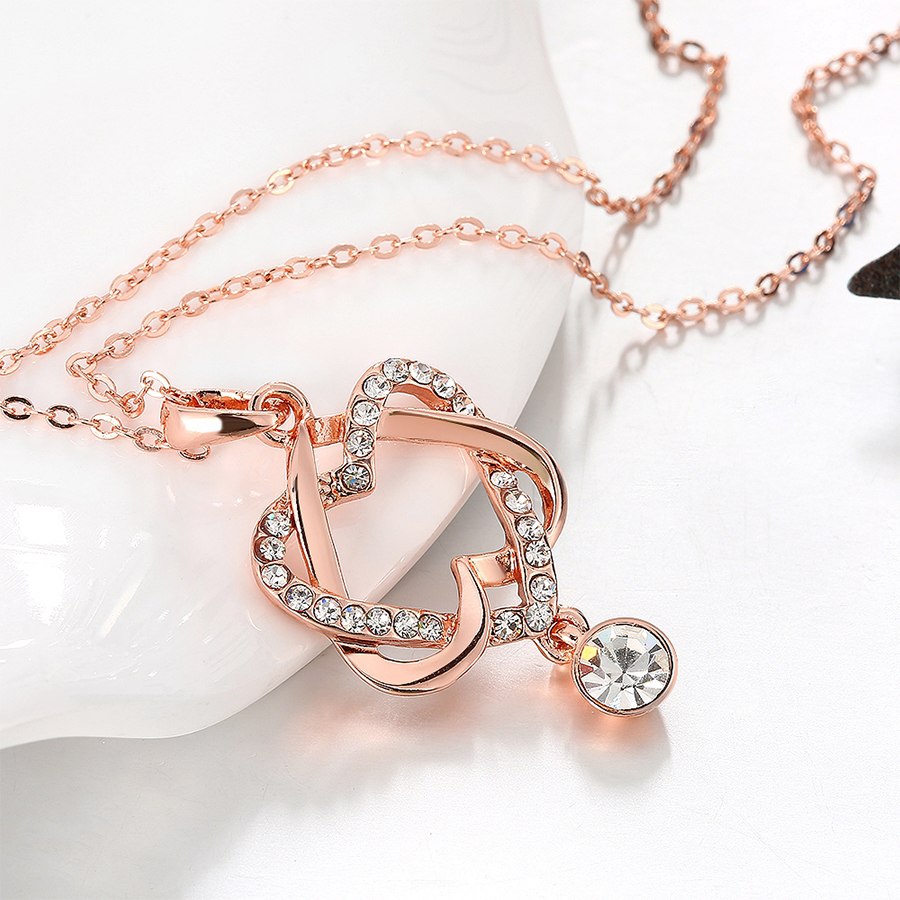 Entwined Hearts Rose-Gold-Tone Necklace detail 2