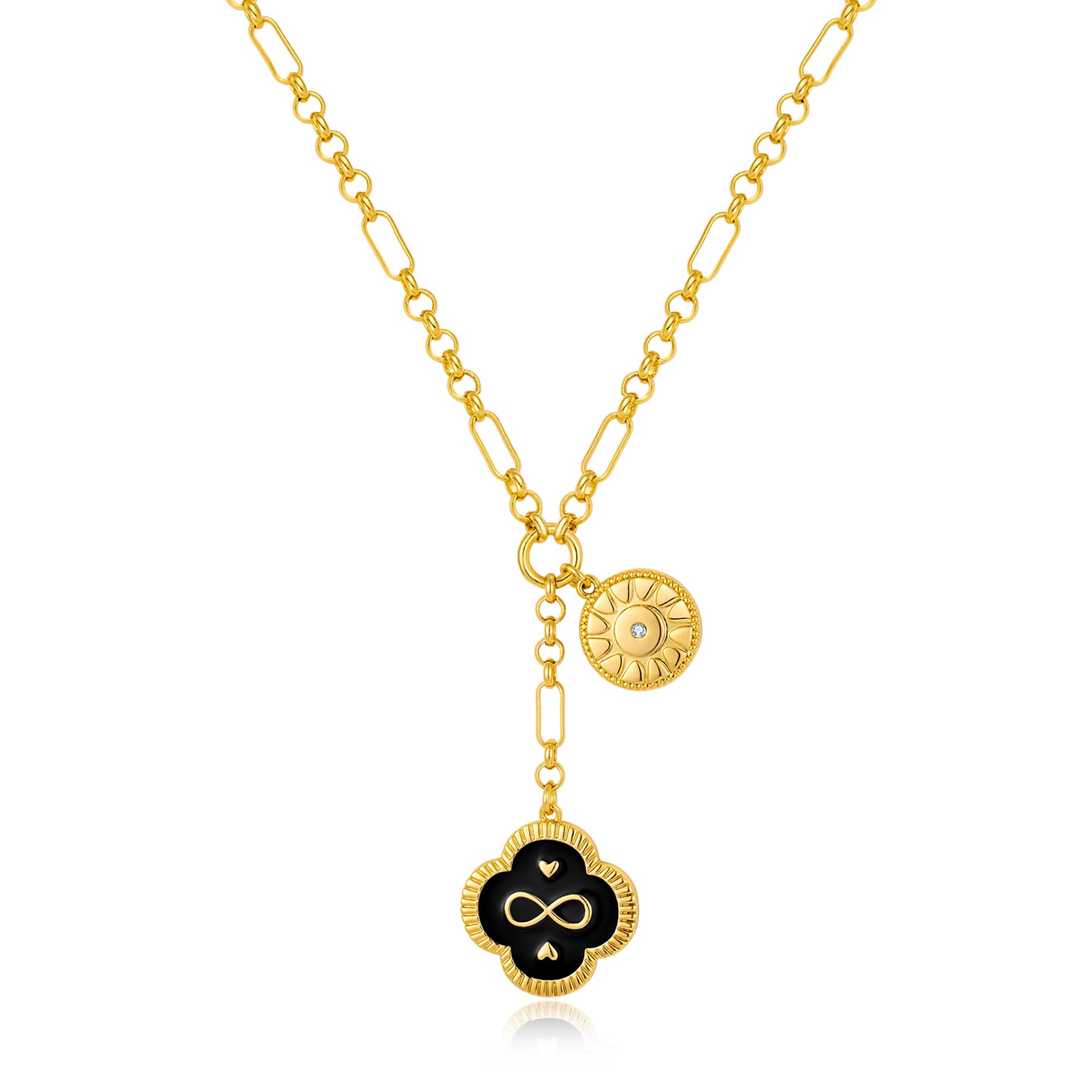 Black Leaf Infinity Pendant Necklace