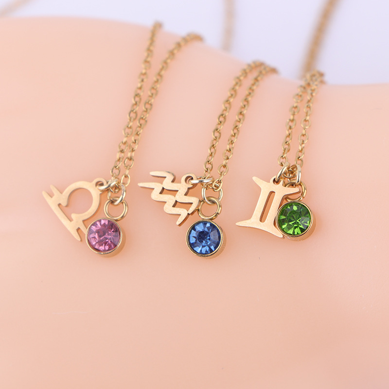 Zodiac Birthstone Pendant Necklace detail 3