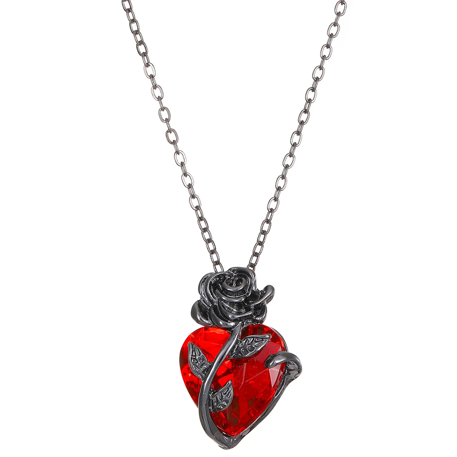 Crimson Rose Heart Necklace detail 3