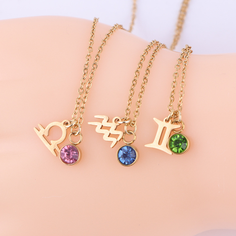 Zodiac Birthstone Pendant Necklace detail 2