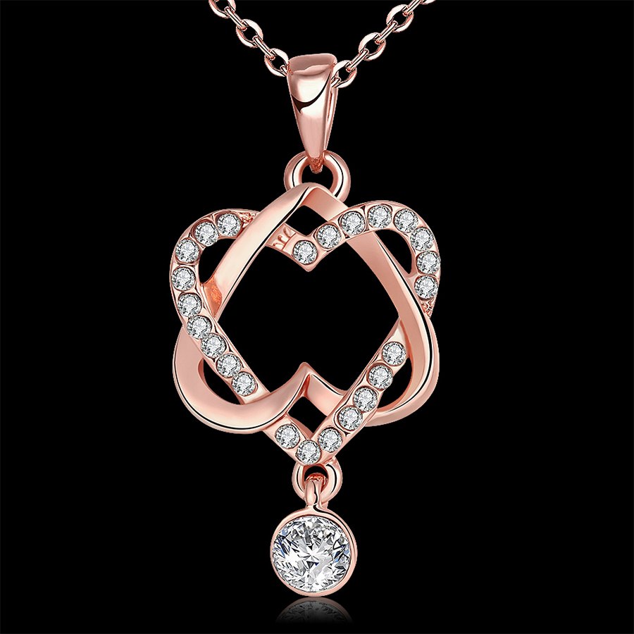 Entwined Hearts Rose-Gold-Tone Necklace detail 3