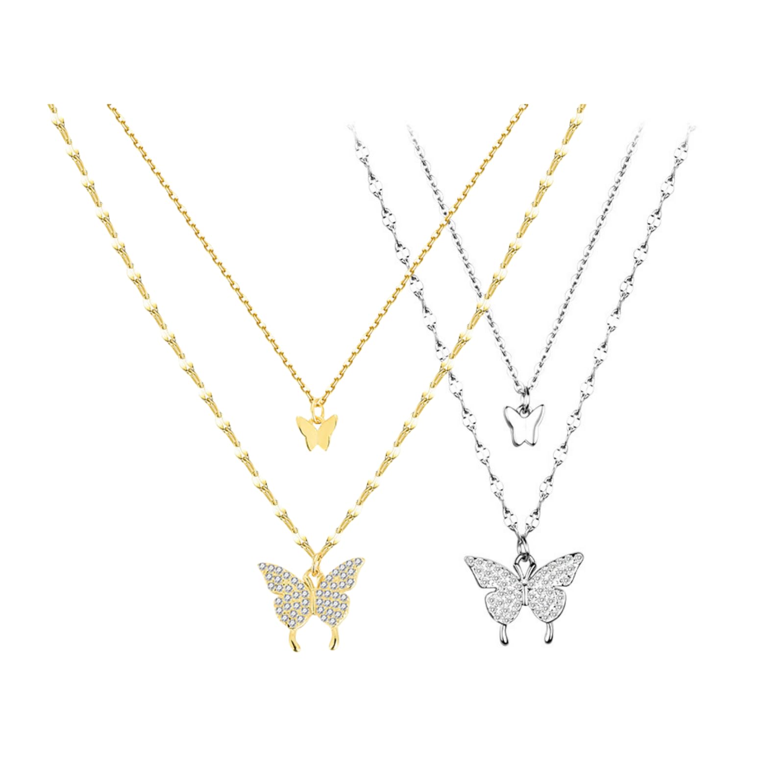 Butterfly Layering Necklace Set — 4 Pieces