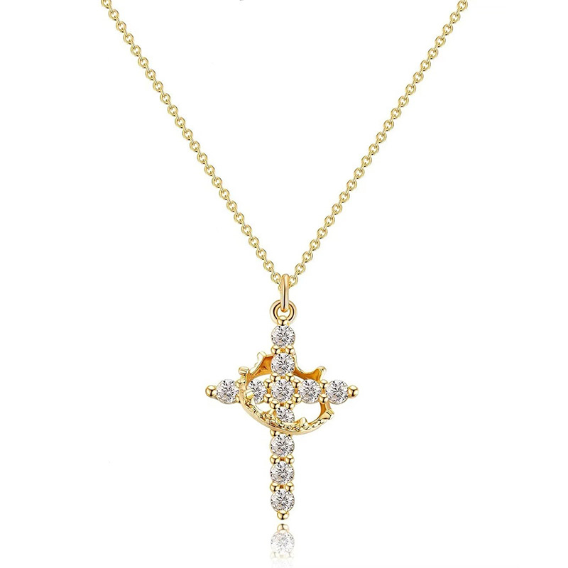 Golden Crown Cross Necklace detail 8