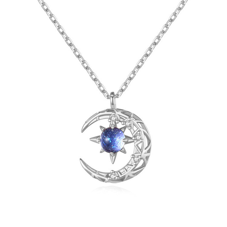 Starlit Moon Crystal Pendant Necklace detail 4