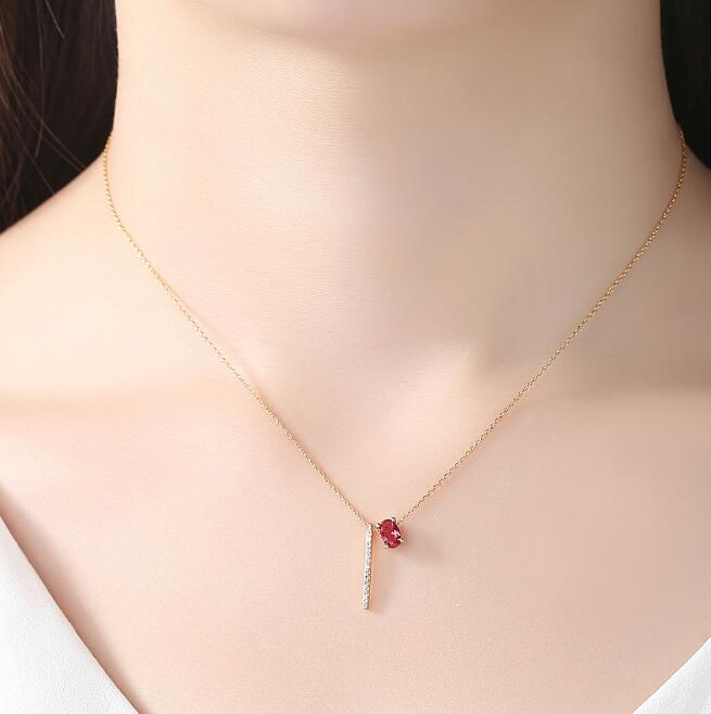 Scarlet Geometric Pendant Necklace detail 2