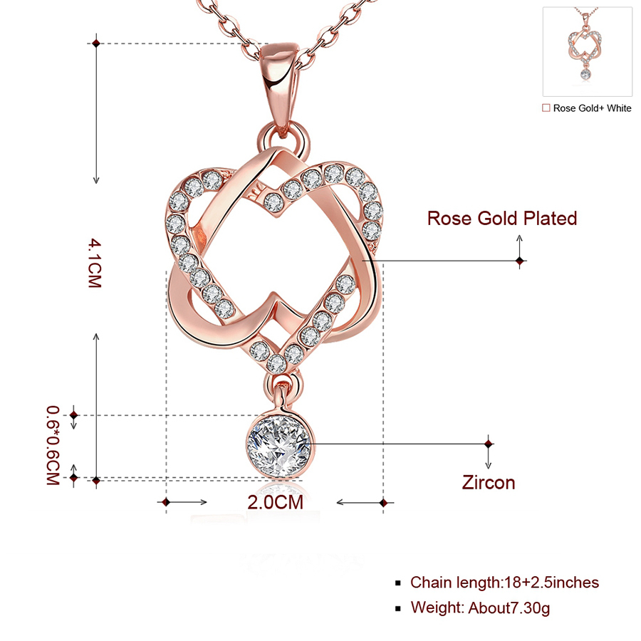 Entwined Hearts Rose-Gold-Tone Necklace