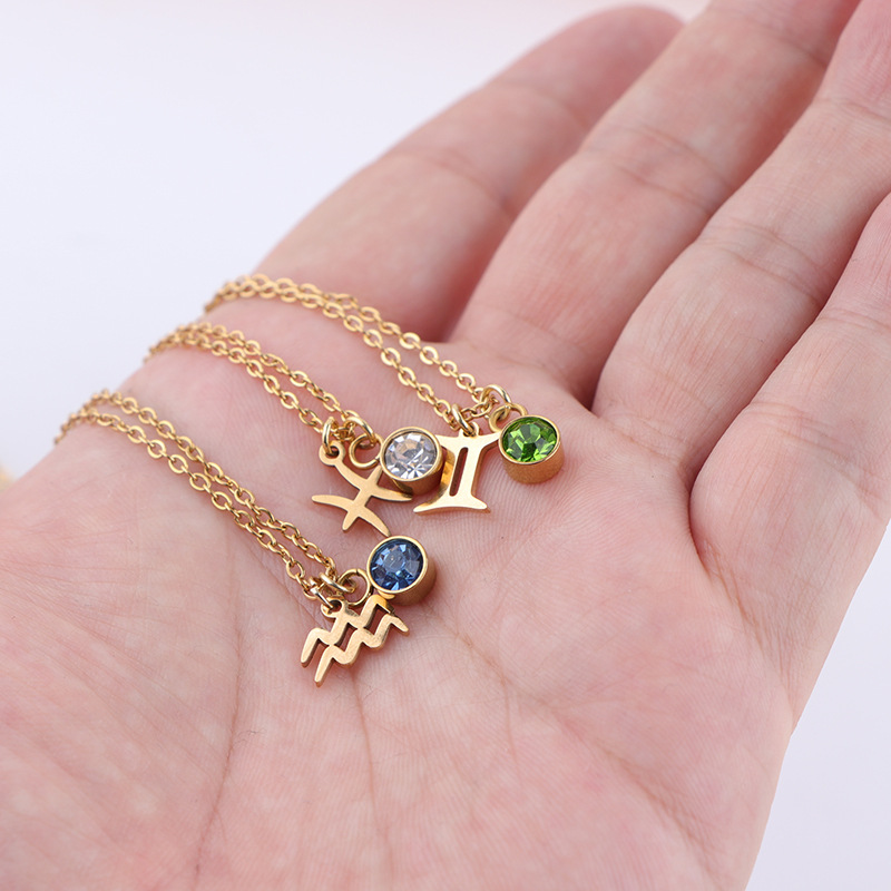 Zodiac Birthstone Pendant Necklace detail 4