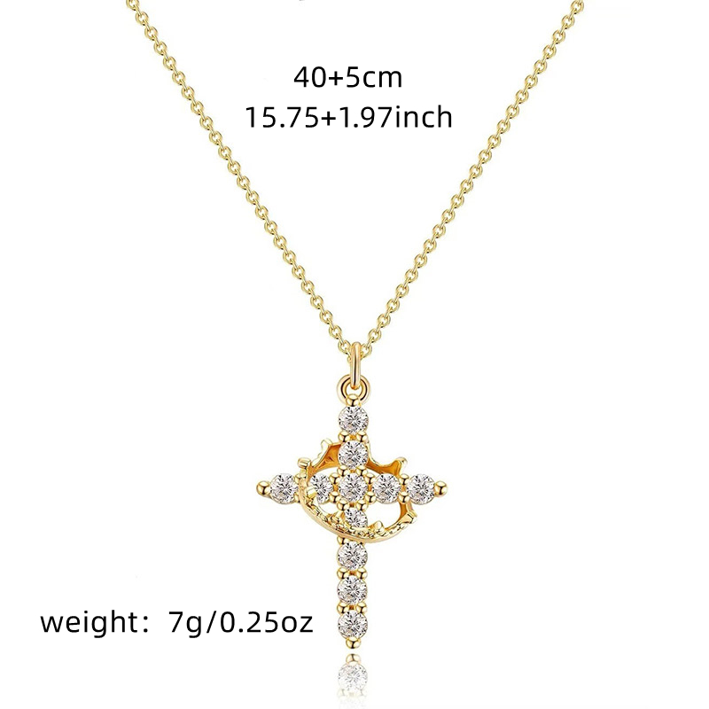 Golden Crown Cross Necklace detail 5