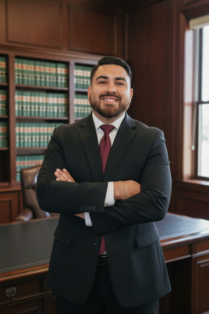 Cristobal Guadalupe, Intake Specialist at Mark Hammer & Associates, standing in a professional office setting.