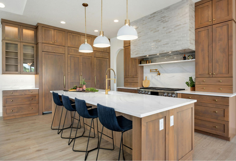 Custom wood cabinets in modern kitchen remodel