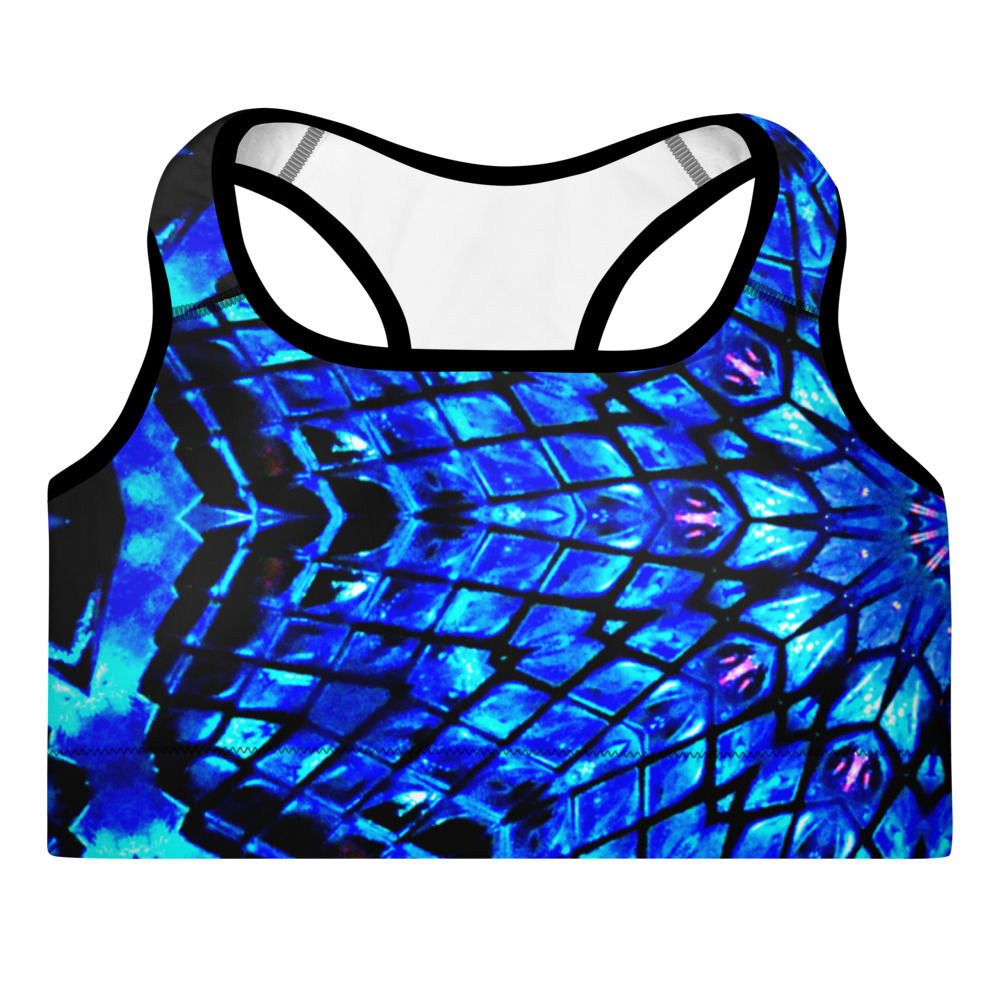 Blue Geo Padded Sports Bra