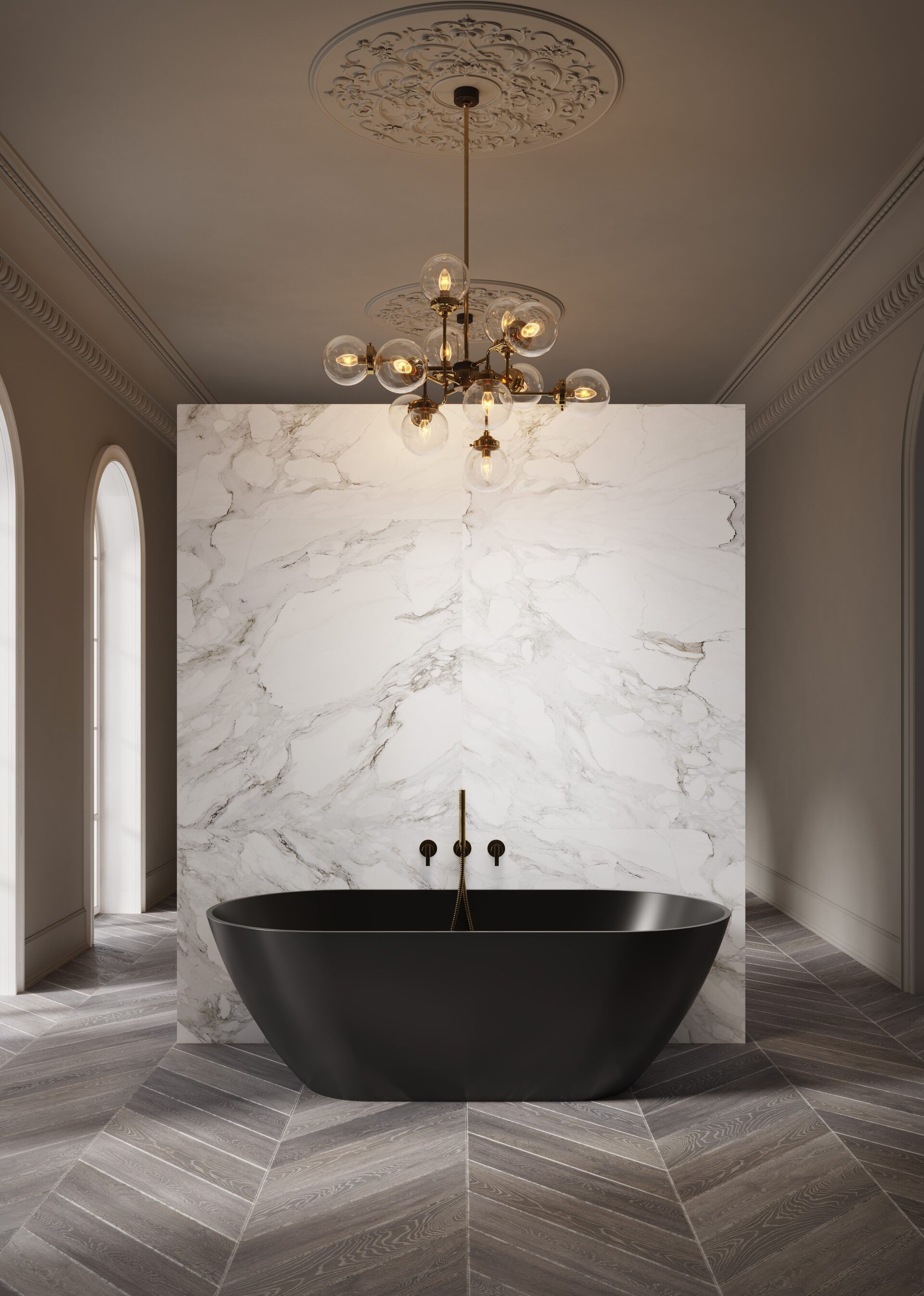 Vrijstaand cast marble bad