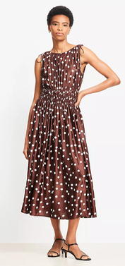 brown polka dot dress