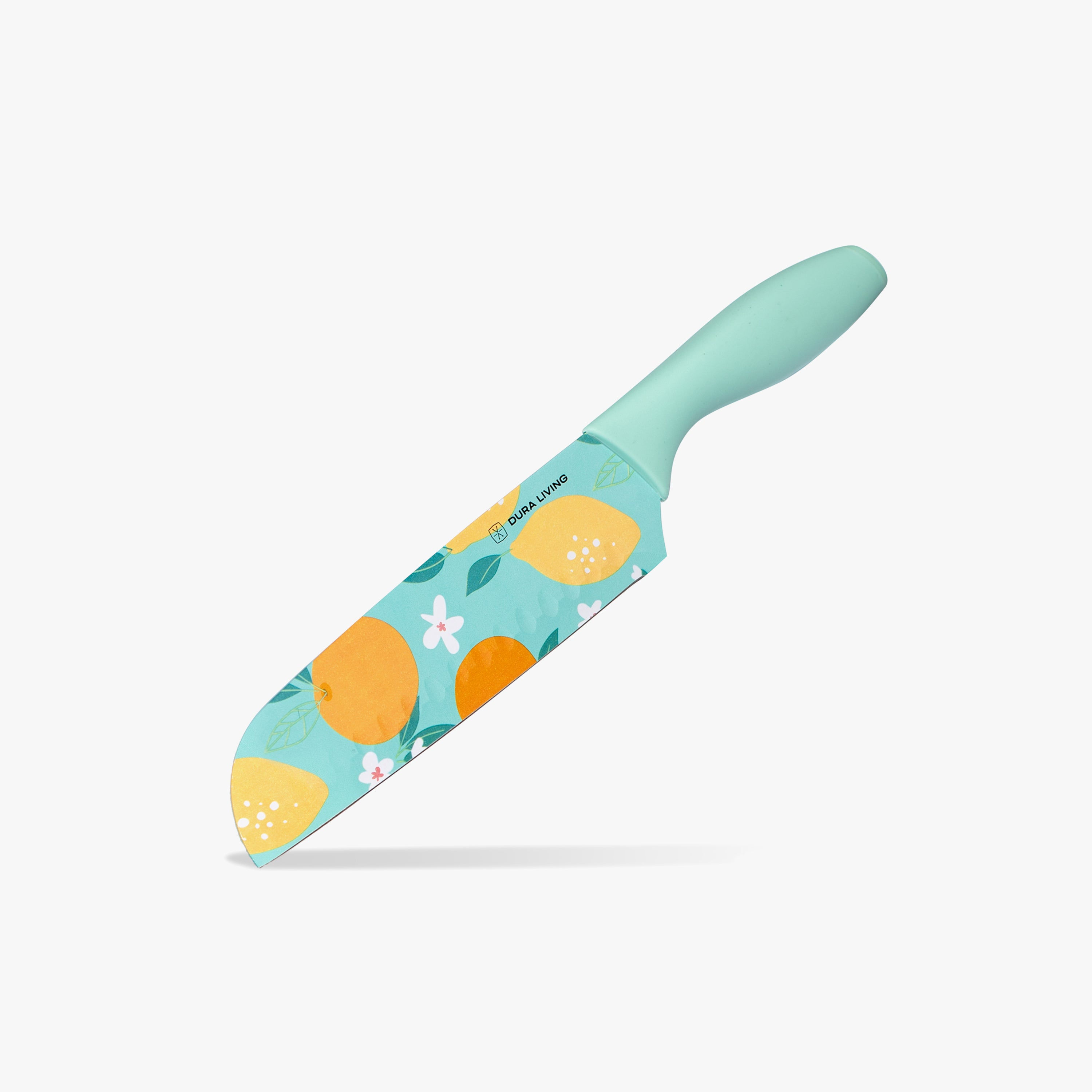 7 Inch Santoku Knife With Printed Blade-Blue