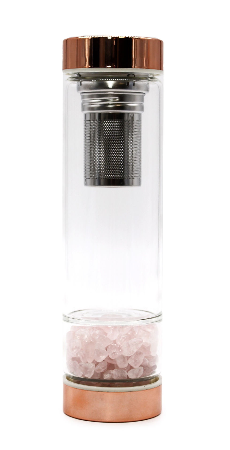 Thumbnail: Rose Gold Crystal Elixir Water Bottle With Tea Infuser 500ML
