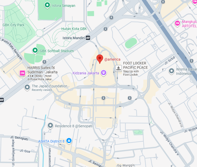 Map showing the location of @america Jakarta at Pacific Place.