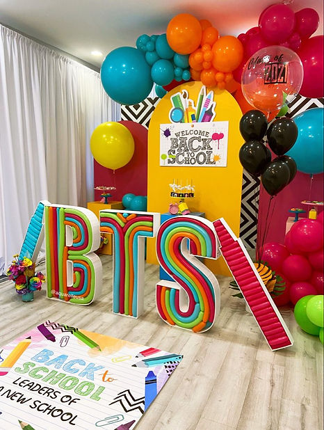 Back to school backdrop balloon design Broward, South Florida