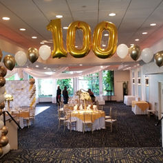 Balloon Columns, Giant Balloon Numbers with Helium balloons, balloon arch, balloon design party decoration