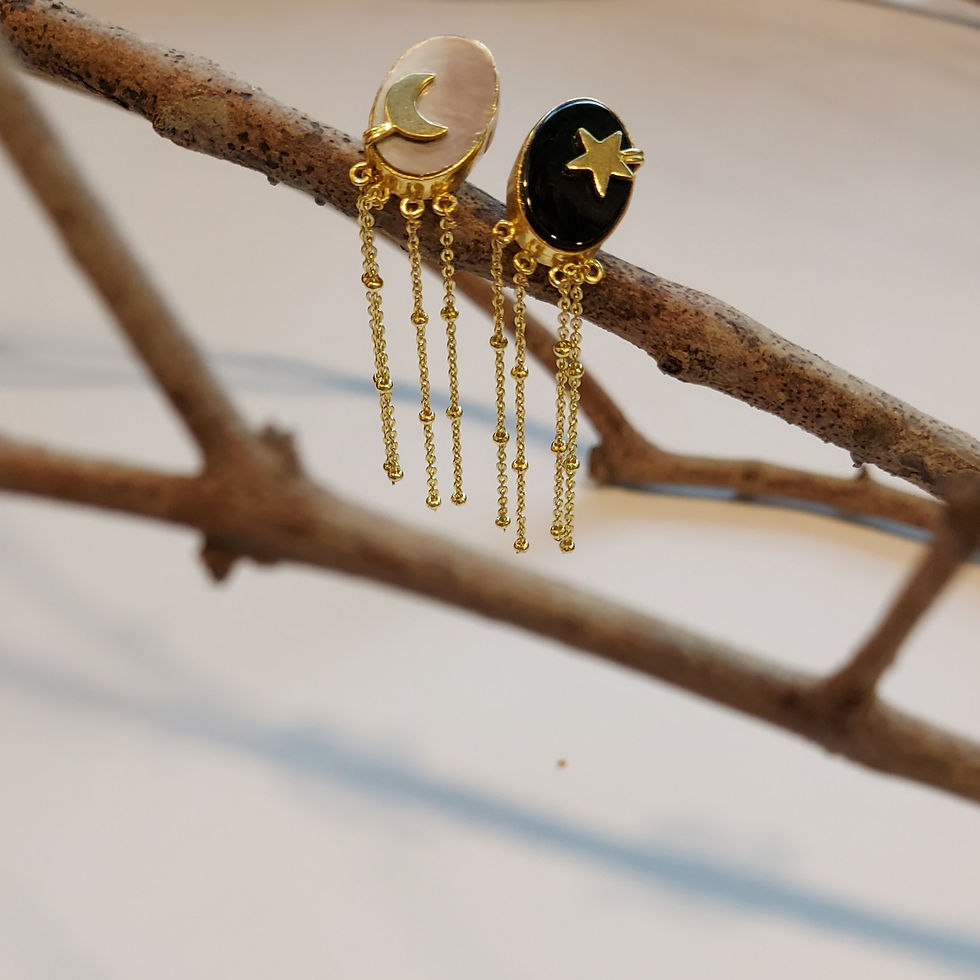 Star - Moon Tassel Ring