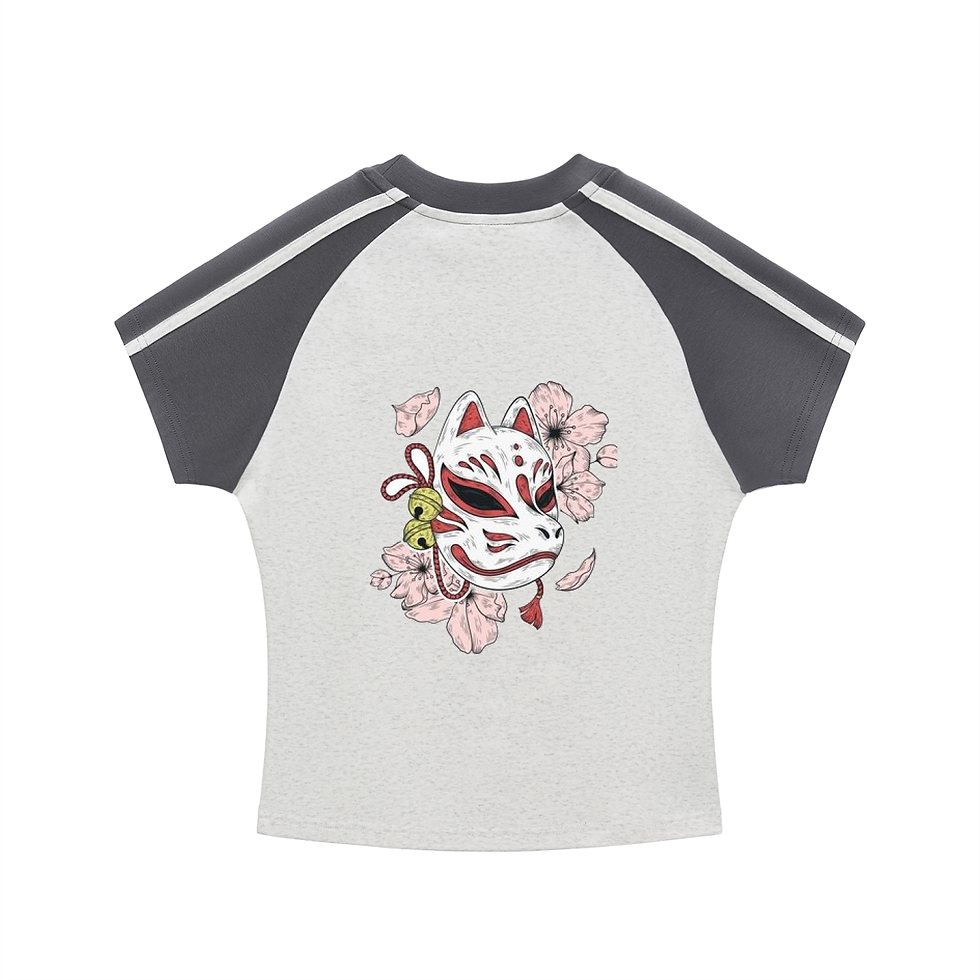 Thumbnail: (Women)Contrast Stripes Bodycon Raglan  Sleeve T-Shirt